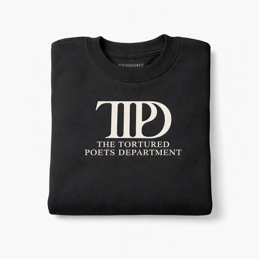Taylor Swift Tortured Poets Dept Crewneck Sweatshirt Black 2XL